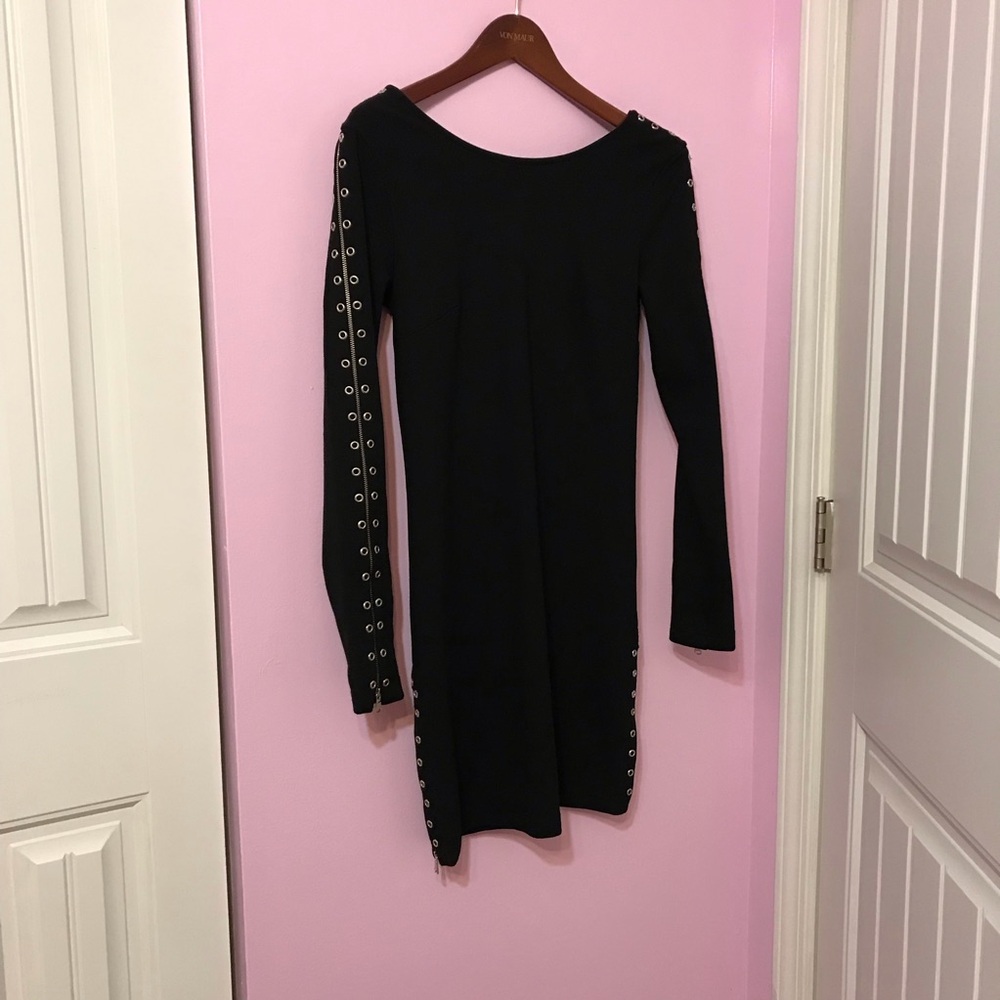McQ by Alexander McQueen Black zipper grommet Long Sleeve Dress size medium
